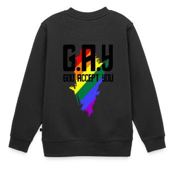 Homosexuell t-shirts Homosexueller Gott nehmen Sie an - Kinder Premium Organic Sweatshirt - Schwarz - Hinten - AI Model Kid Female (0cm)