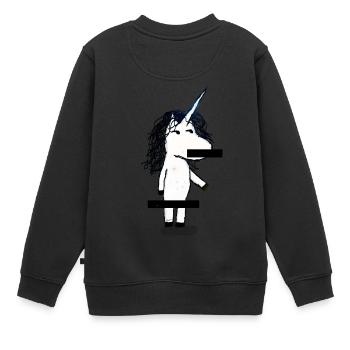 Licorne censurée - Sweat Premium enfant bio - noir - Dos - AI Model Kid Female (0cm)