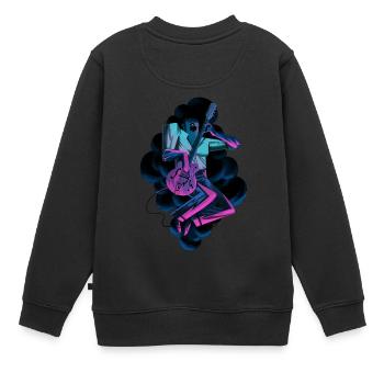 blues donner - Kinder Premium Organic Sweatshirt - Schwarz - Hinten - AI Model Kid Female (0cm)