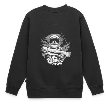 Astronaut Fishing - Kinder Premium Organic Sweatshirt - Schwarz - Hinten - AI Model Kid Female (0cm)