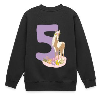 Geburtstag Zahl 5 Pferd Pony Folen Mädchen - Kinder Premium Organic Sweatshirt - Schwarz - Hinten - AI Model Kid Female (0cm)