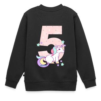 Geburtstag Zahl 5 Einhorn Stern Sterne - Kinder Premium Organic Sweatshirt - Schwarz - Hinten - AI Model Kid Female (0cm)
