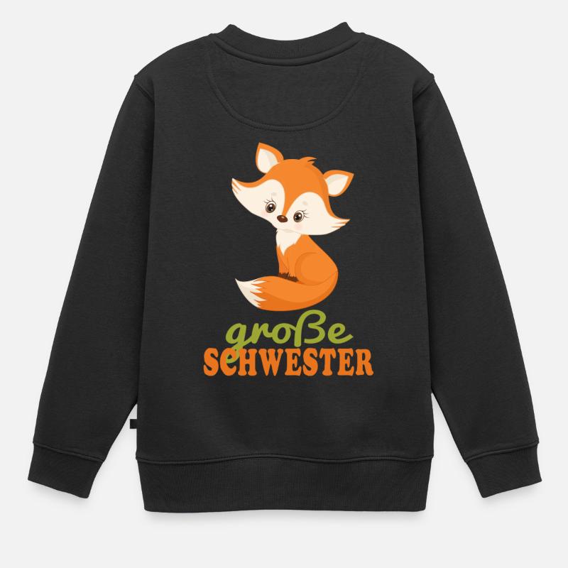 große Schwester Fuchs - Kinder Premium Organic Sweatshirt - Schwarz
