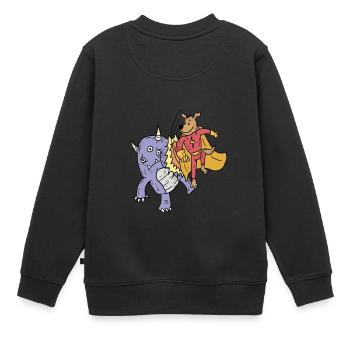 chien super-héros se bat contre les monstres - Sweat Premium enfant bio - noir - Dos - AI Model Kid Female (0cm)