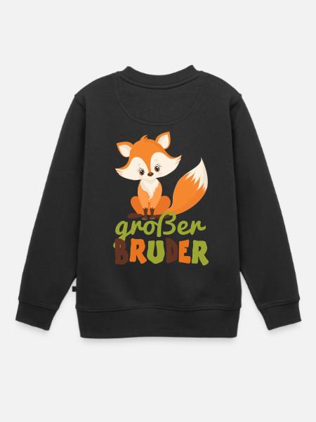 großer Bruder Fuchs - Kinder Premium Organic Sweatshirt - Schwarz