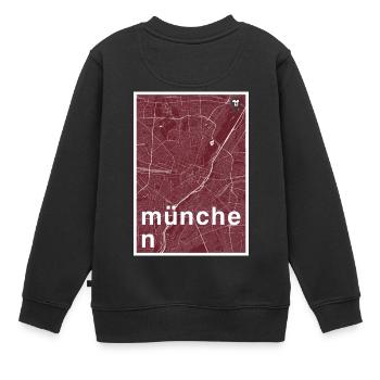München Hipster Stadt Karte rot - Kinder Premium Organic Sweatshirt - Schwarz - Hinten - AI Model Kid Female (0cm)