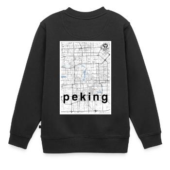 Peking Hipster Stadt Karte schwarz weiß - Kinder Premium Organic Sweatshirt - Schwarz - Hinten - AI Model Kid Female (0cm)