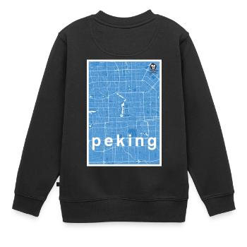 Peking Hipster Stadt Karte blau - Kinder Premium Organic Sweatshirt - Schwarz - Hinten - AI Model Kid Female (0cm)