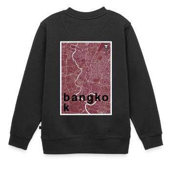 Bangkok Hipster Stadt Karte rot - Kinder Premium Organic Sweatshirt - Schwarz - Hinten - AI Model Kid Female (0cm)