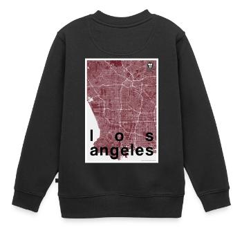 Los Angeles Hipster Stadt Karte rot - Kinder Premium Organic Sweatshirt - Schwarz - Hinten - AI Model Kid Female (0cm)