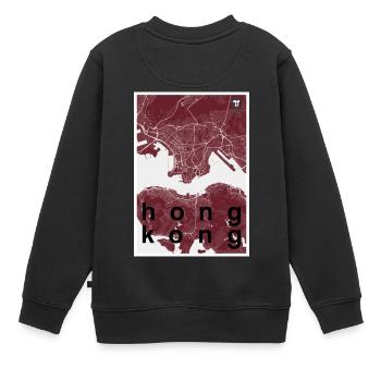 Hong Kong Hipster Stadt Karte rot - Kinder Premium Organic Sweatshirt - Schwarz - Hinten - AI Model Kid Female (0cm)
