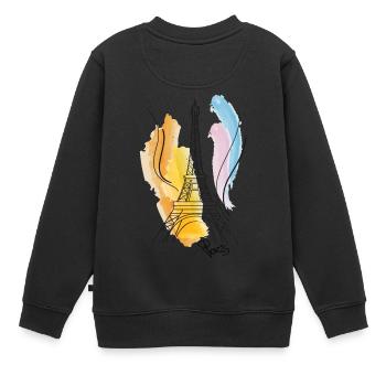 Eiffel Tower drawing - Kids Premium Organic Sweatshirt - black - Back - AI Model Kid Female (0cm)