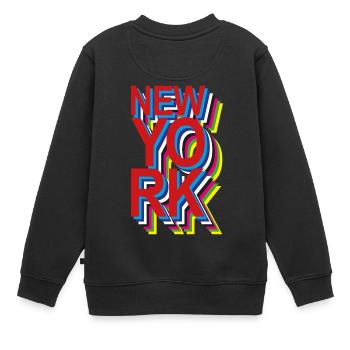New York - Kinder Premium Organic Sweatshirt - Schwarz - Hinten - AI Model Kid Female (0cm)