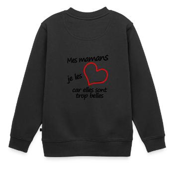 mes mamans je les aime - Sweat Premium enfant bio - noir - Dos - AI Model Kid Female (0cm)