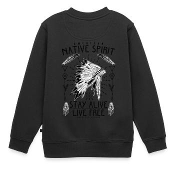 Native American - Indianer - Kinder Premium Organic Sweatshirt - Schwarz - Hinten - AI Model Kid Female (0cm)