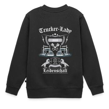 Trucker-Lady - Kinder Premium Organic Sweatshirt - Schwarz - Hinten - AI Model Kid Female (0cm)