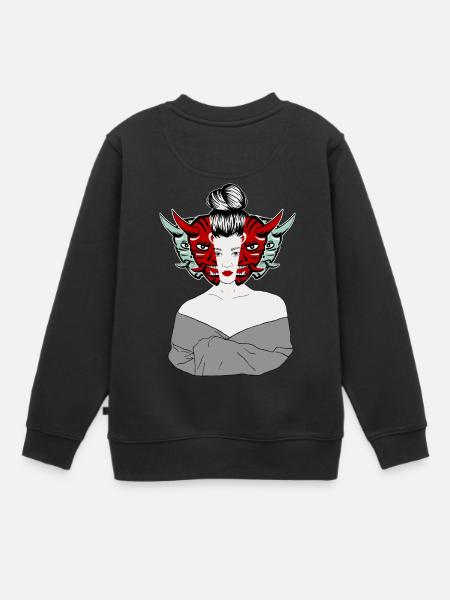 Japanische Dämonen Geisha - Kinder Premium Organic Sweatshirt - Schwarz