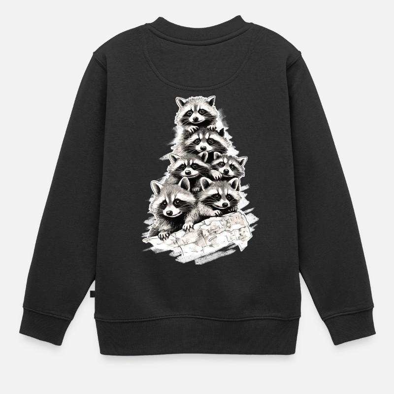 Waschbären - Kinder Premium Organic Sweatshirt - Schwarz