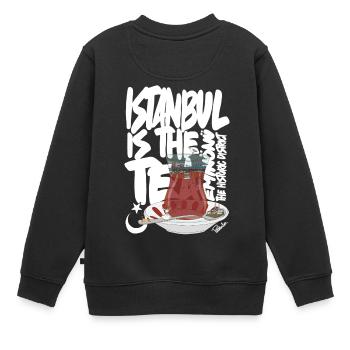 Türkische TeetasseAnimierte Vintage-Szene - Kinder Premium Organic Sweatshirt - Schwarz - Hinten - AI Model Kid Female (0cm)