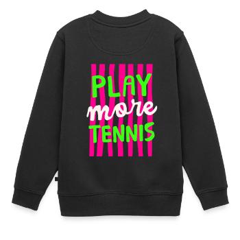 Play More Tennis, Retro Tennis Shirt Hoodie - Kinder Premium Organic Sweatshirt - Schwarz - Hinten - AI Model Kid Female (0cm)