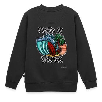 Opfer des Surfens - Kinder Premium Organic Sweatshirt - Schwarz - Hinten - AI Model Kid Female (0cm)