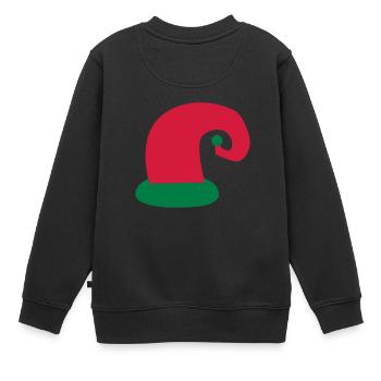 Xmas Christmas curly little elf hat - Kids Premium Organic Sweatshirt - black - Back - AI Model Kid Female (0cm)