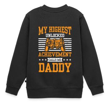 Höchste Leistung nennt mich Daddy Videospieler - Kinder Premium Organic Sweatshirt - Schwarz - Hinten - AI Model Kid Female (0cm)
