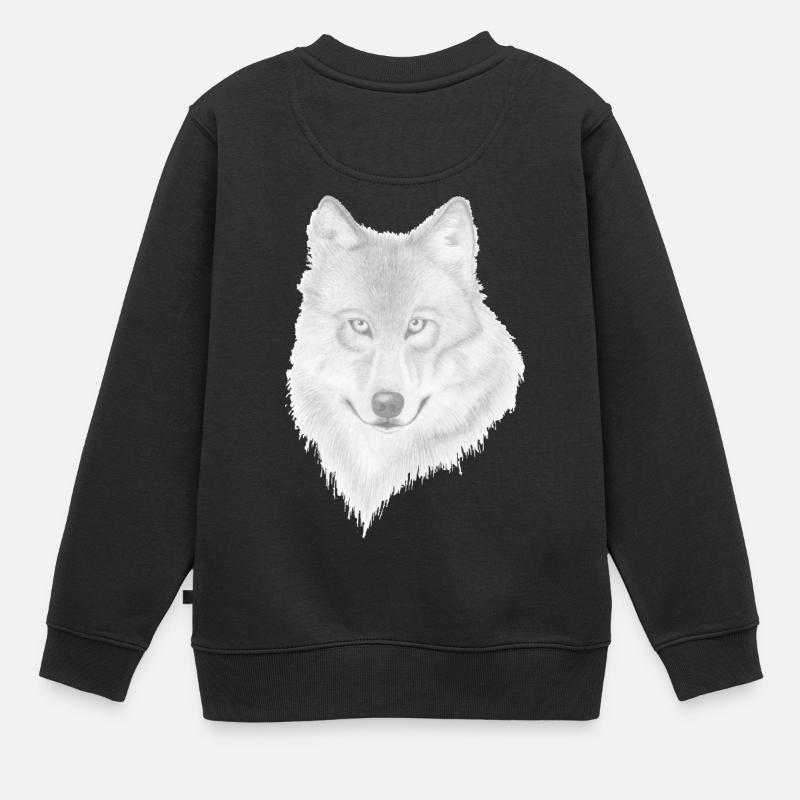 loup - Sweat Premium enfant bio - noir