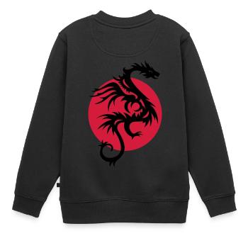 DRAGON SUN - Kinder Premium Organic Sweatshirt - Schwarz - Hinten - AI Model Kid Female (0cm)