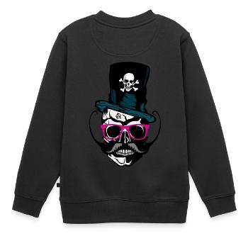 Tod Kopf Schnurrbart hipster Schnurrbart Schädel ana - Kinder Premium Organic Sweatshirt - Schwarz - Hinten - AI Model Kid Female (0cm)
