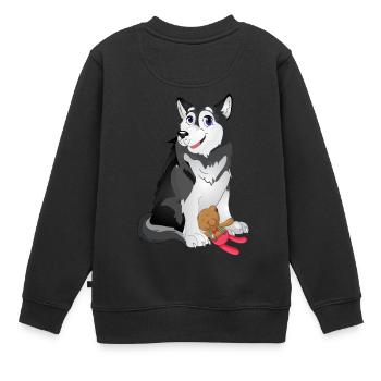 Little Husky - Kinder Premium Organic Sweatshirt - Schwarz - Hinten - AI Model Kid Female (0cm)