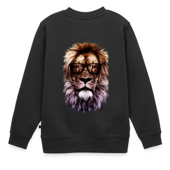 Lion de hipster - Sweat Premium enfant bio - noir - Dos - AI Model Kid Female (0cm)
