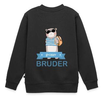 großer Bruder Bär - Kinder Premium Organic Sweatshirt - Schwarz - Hinten - AI Model Kid Female (0cm)