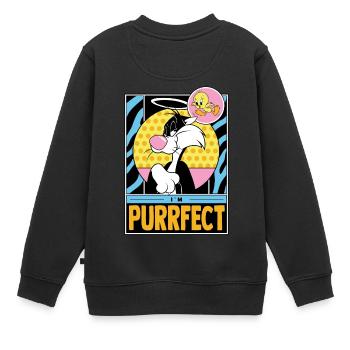 Looney Tunes Sylvester I'm Purrfect Witzig - Kinder Premium Organic Sweatshirt - Schwarz - Hinten - AI Model Kid Female (0cm)