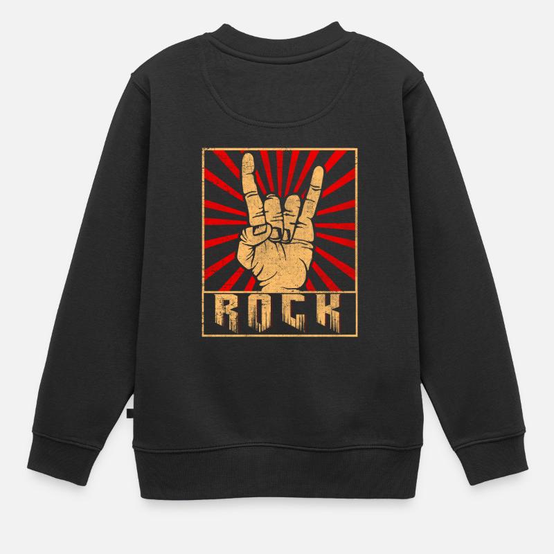 groupe de rock signe de doigt cornes de rocker - Sweat Premium enfant bio - noir