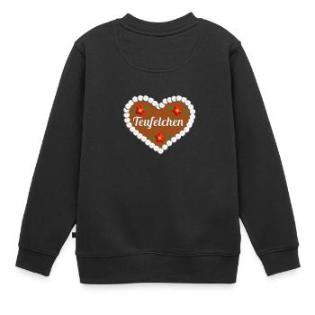 Teufelchen Lebkuchenherz Trachten Geschenk - Kinder Premium Organic Sweatshirt - Schwarz - Hinten - AI Model Kid Female (0cm)