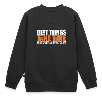 Funny Take Time - Kinder Premium Organic Sweatshirt - Schwarz - Hinten - AI Model Kid Female (0cm)
