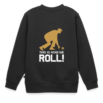 Bowling - So geht's - Kinder Premium Organic Sweatshirt - Schwarz - Hinten - AI Model Kid Female (0cm)