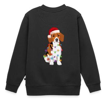 Guirlande lumineuse Noël chien Beagle - Sweat Premium enfant bio - noir - Dos - AI Model Kid Female (0cm)