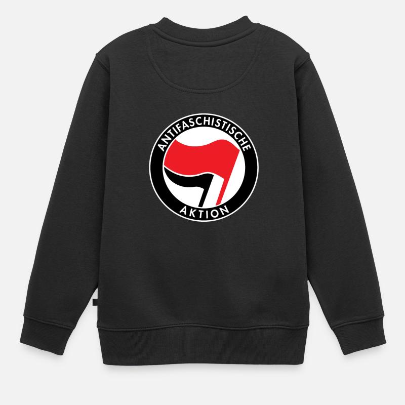 Action antifasciste, Logo Antifa, Drapeaux - Sweat Premium enfant bio - noir