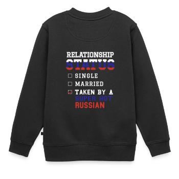 Beziehungsstatus Super Hot Russian genommen - Kinder Premium Organic Sweatshirt - Schwarz - Hinten - AI Model Kid Female (0cm)