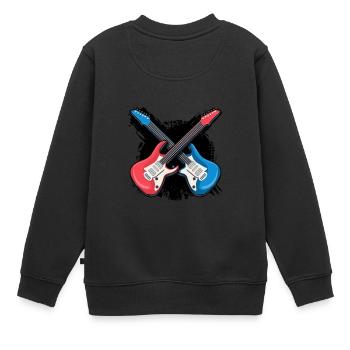 Musik Lieder Gitarre - Kinder Premium Organic Sweatshirt - Schwarz - Hinten - AI Model Kid Female (0cm)