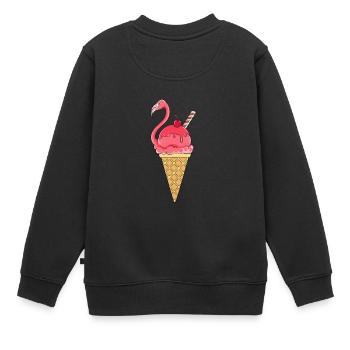 Flamingo Eis Eiswaffel Eiscream Rosa - Kinder Premium Organic Sweatshirt - Schwarz - Hinten - AI Model Kid Female (0cm)