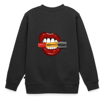 Lippen Mund Lippenstift Lipstick - Kinder Premium Organic Sweatshirt - Schwarz - Hinten - AI Model Kid Female (0cm)