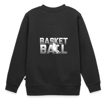 Basketball Design mit Basketballer - Kinder Premium Organic Sweatshirt - Schwarz - Hinten - AI Model Kid Female (0cm)