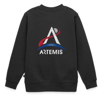 Logo du programme Artemis Lune Mars Espace Nasa Lunaire Mi - Sweat Premium enfant bio - noir - Dos - AI Model Kid Female (0cm)