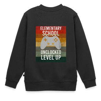 Elementary School Controller Level Up - Kids Premium Organic Sweatshirt - black - Back - AI Model Kid Female (0cm)
