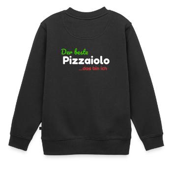 Der Beste Pizzaiolo...das bin ich Grafik pizza - Kinder Premium Organic Sweatshirt - Schwarz - Hinten - AI Model Kid Female (0cm)