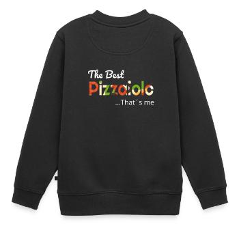 Der Beste Pizzaiolo...das bin ich grafik pizza des - Kinder Premium Organic Sweatshirt - Schwarz - Hinten - AI Model Kid Female (0cm)