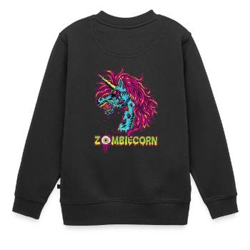 Zombie Unicorn Halloween Skull Gothic Goth Punk Zo - Kinder Premium Organic Sweatshirt - Schwarz - Hinten - AI Model Kid Female (0cm)